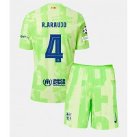 Camisa de Futebol Barcelona Ronald Araujo #4 Equipamento Alternativo Infantil 2024-25 Manga Curta (+ Calças curtas)